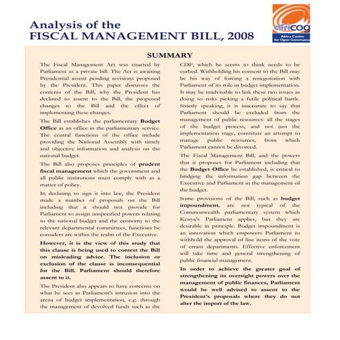 Analysis of the fiscal management bill-2008