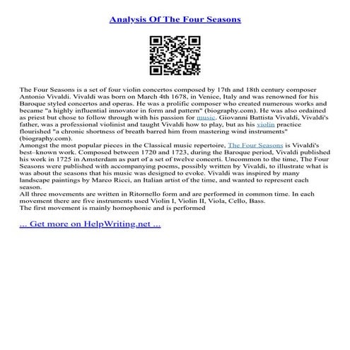 Analysis Of The Four Seasons | PDF