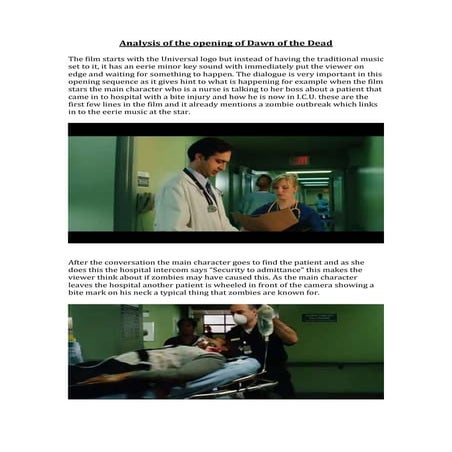 Analysis of the opening of dawn of the dead