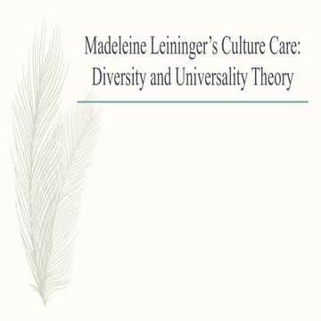 Madeleine Leininger’s Culture Care: Diversity and Universality Theory