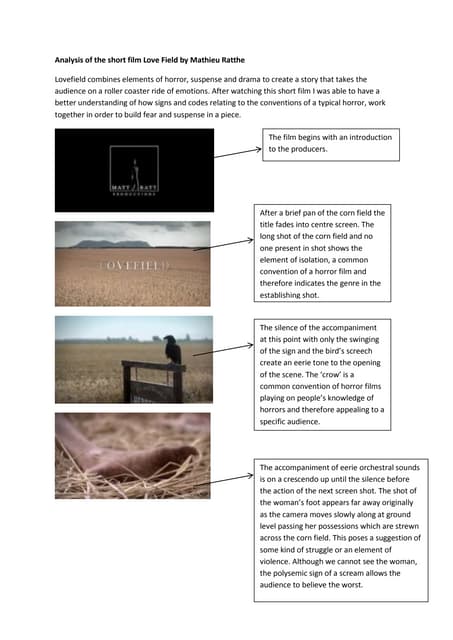 Analysing Lovefield by Matieu Ratthe considering codes and conventions and th...