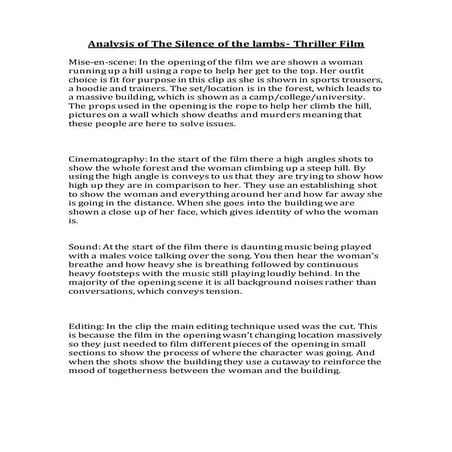 Analysis of the silence of the lambs