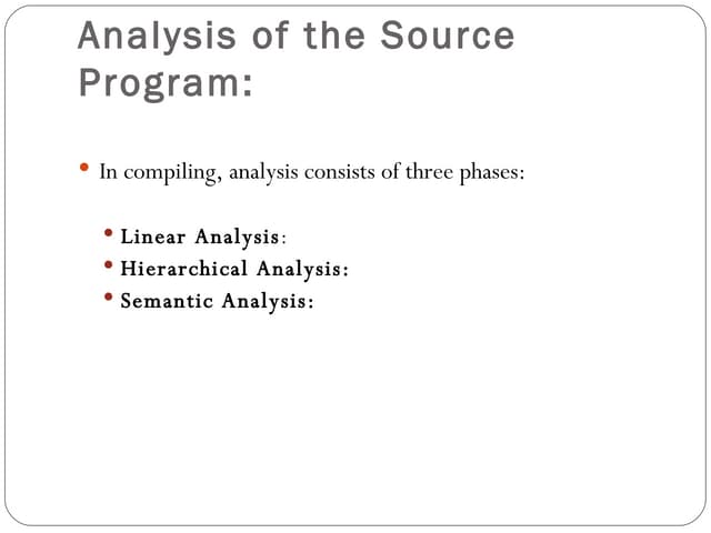 Analysis of the source program