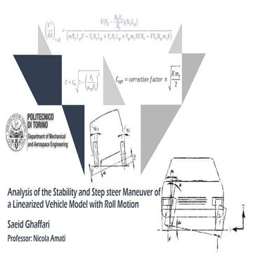 Analysis of the stability and step steer maneuver of a linearized vehicle mod...