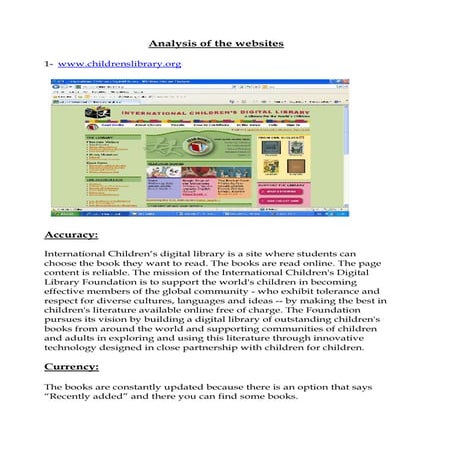 Analysis of the websites tp 3
