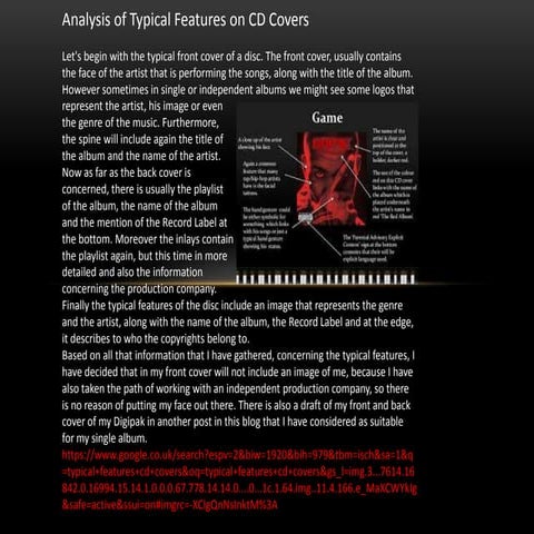 Analysis of typical features on cd covers