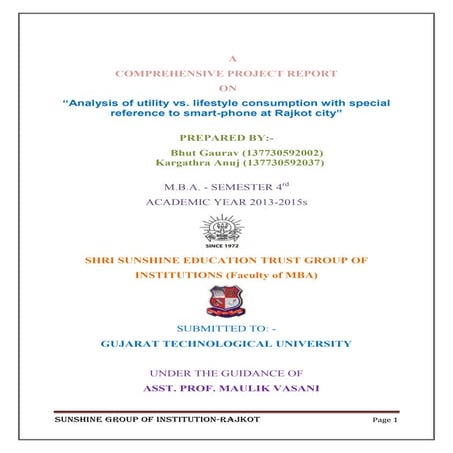 Analysis of utility vs. lifestyle consumption with special reference to