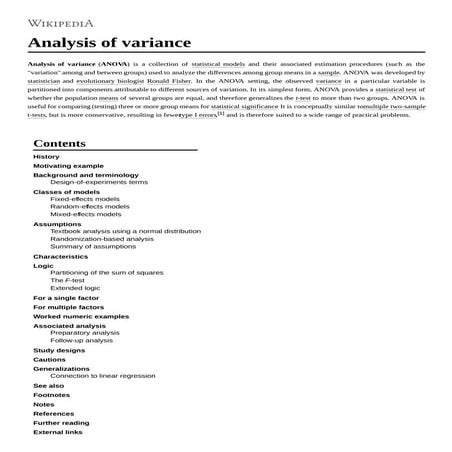 Analysis of variance