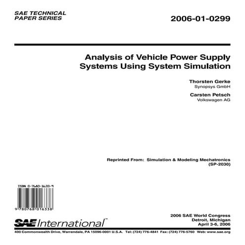 Analysis of vehicle power supply systems using system simulation