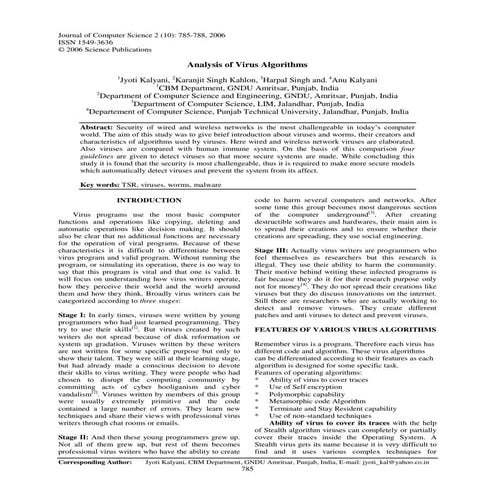 Analysis of virus algorithms