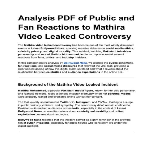 Analysis PDF of Public and Fan Reactions to Mathira Video Leaked Controversy.pdf