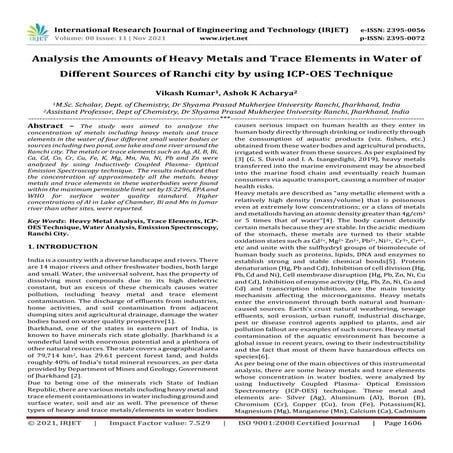 Analysis the amounts of heavy metals and trace elements in water of ...
