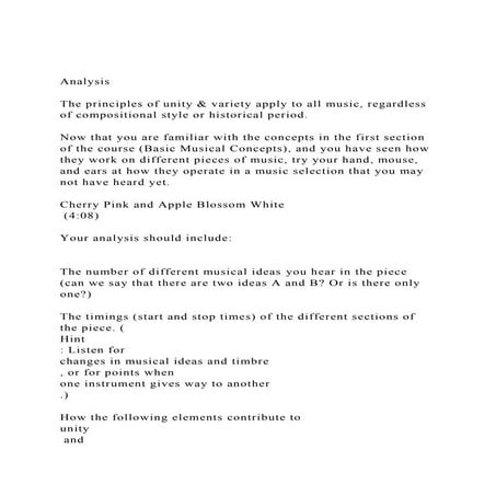 AnalysisThe principles of unity & variety apply to all music.docx