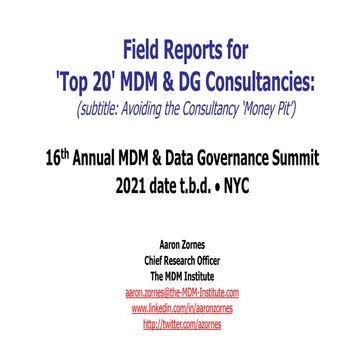 Analyst field reports on top 20 MDM and Data Governance implementation partne...