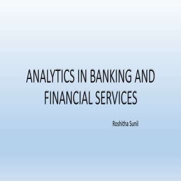 Analystics in banking and financial services