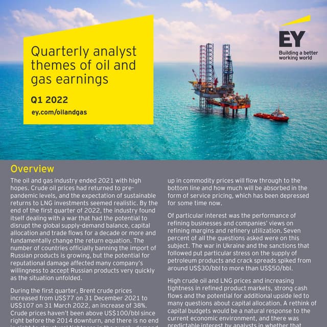 Quarterly analyst themes of oil and gas earnings, Q1 2022