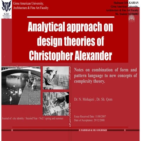 Analytical approach on design theories of christopher alexander