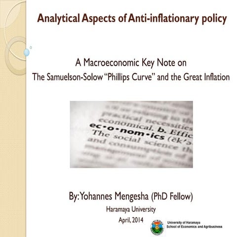 Analytical aspects of anti inflationary policy