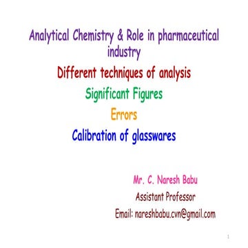 Analytical chemistry, errors, significant figures & Calibration