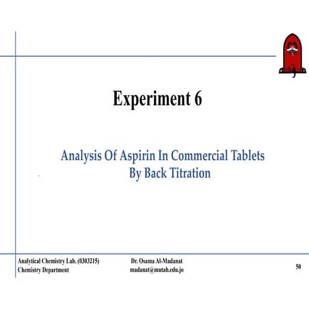 Analytical Chemistry Lab_Exp 6_aspirin analysis