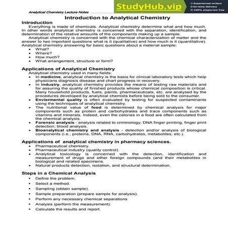 Analytical Chemistry Lecture Notes