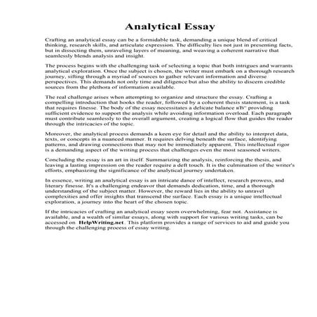 Analytical Essay. Writing An Analytical Essay  Analytical Essay Topics and Ideas