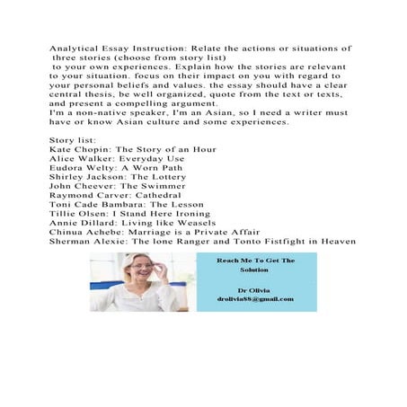 Analytical Essay Instruction Relate the actions or situations of .docx