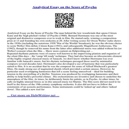 Analytical Essay On The Score Of Psycho
