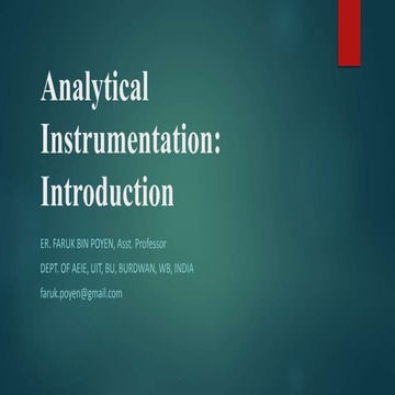 Analytical instrumentation   introduction