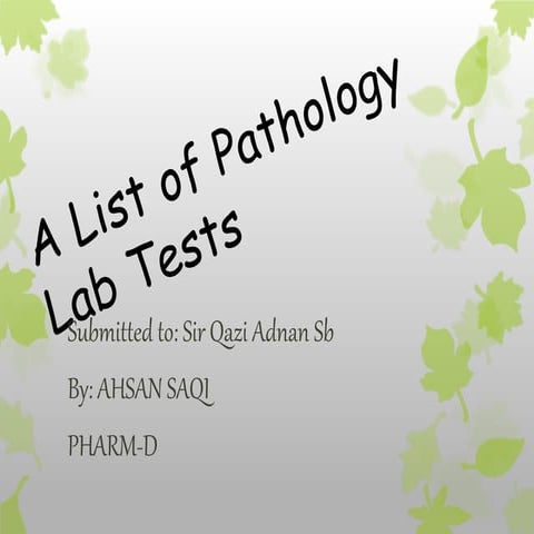 Analytical lab tests for disease finding