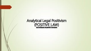 Positive Law or Analytical Legal Positivism