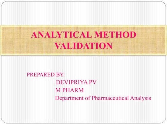 Analytical method validation | PPT