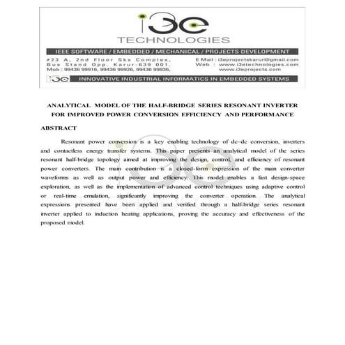 Analytical model of the half bridge series resonant inverter for improved pow...