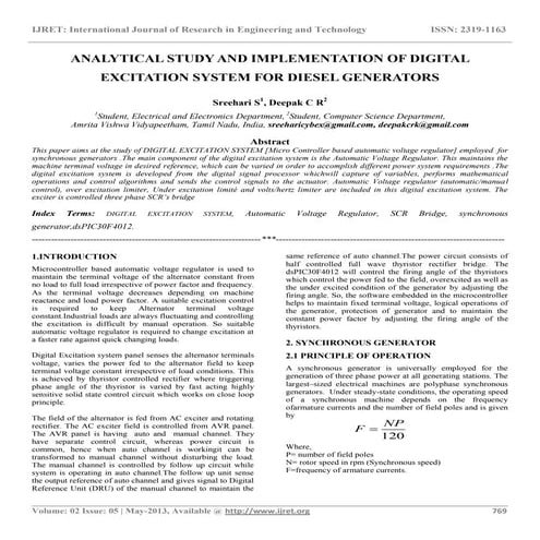 Analytical study and implementation of digital excitation system for diesel g...