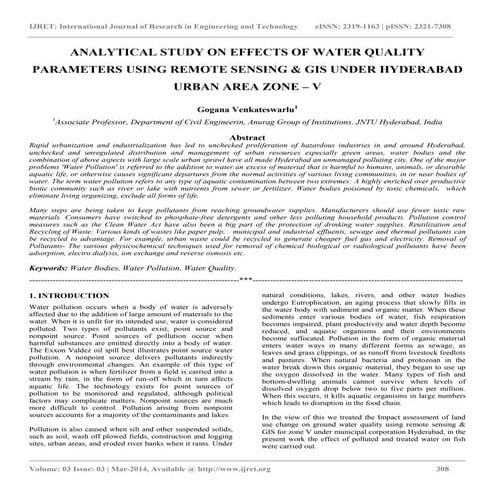 Analytical study on effects of water quality parameters using remote sensing ...