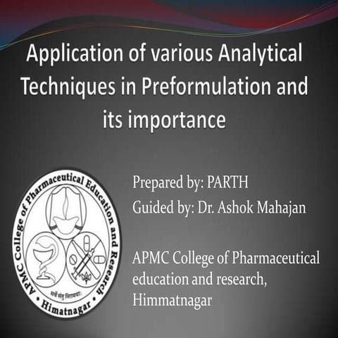 Analytical tech in pre formulation 112070804009