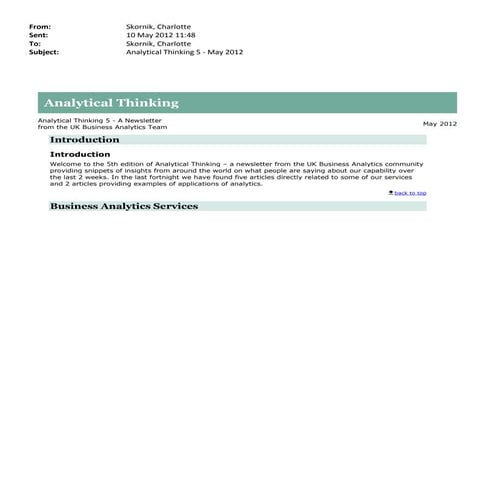 Analytical thinking 5 - May 2012