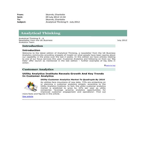 Analytical thinking 9 - July 2012