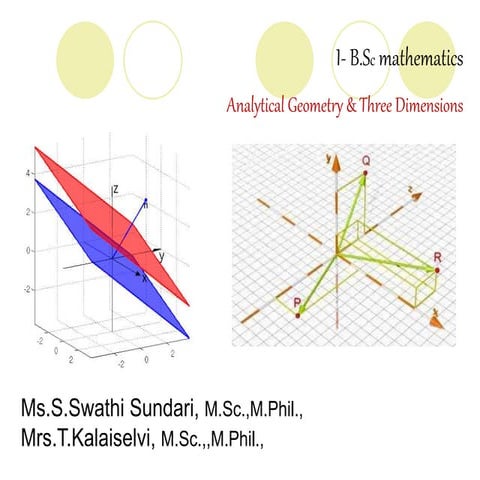 Analytical Geometry in three dimension
