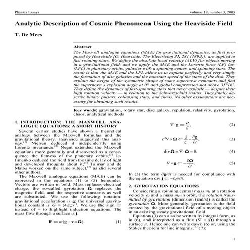Analytic description of cosmic phenomena using the heaviside field (2)