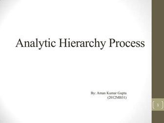 Analytic hierarchy process