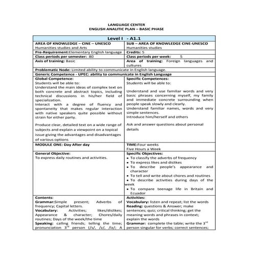 Analytic plan 1 st level gustavo