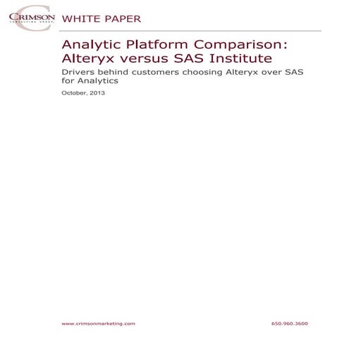 Analytic platform comparison_alteryx_versus_sas_institute