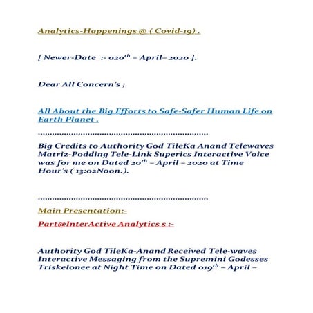 Analytics happenings@covid-19.