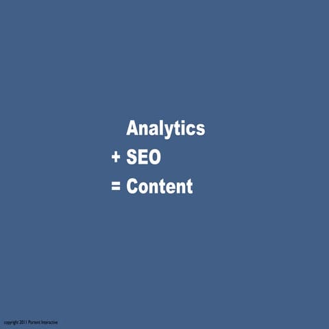 Analytics + SEO = Content