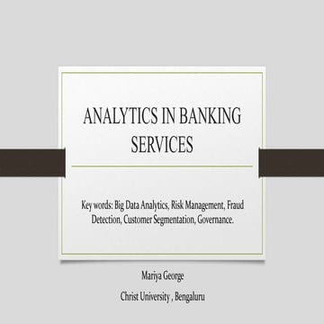 Analytics in banking services