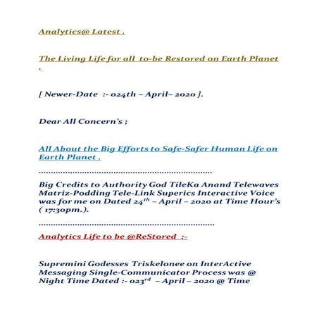 Analytics  @ latest..