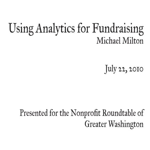 Using Analytics for Fundraising 