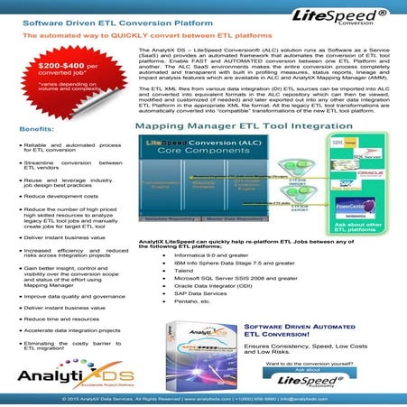 Software Driven ETL Conversion Platform