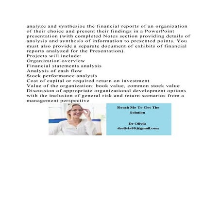 analyze and synthesize the financial reports of an organization of t.docx